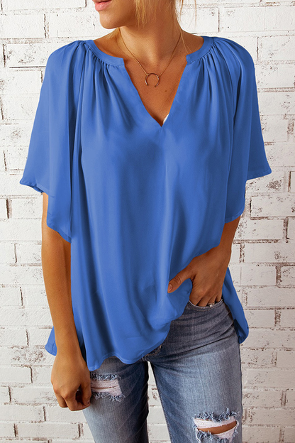 Patchwork V Neck T-shirts(6 Colors)
