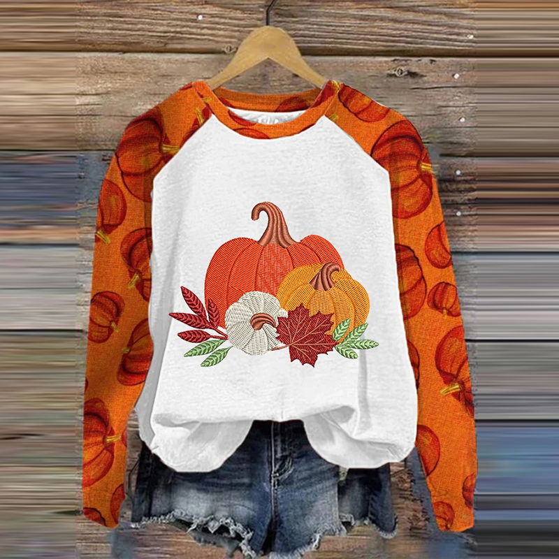 Thanksgiving Autumn Pumpkin Printed Women's Sweatshirt artswardrobe