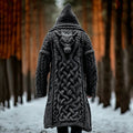 Men's Viking Dragon Head Intricate Celtic Knot Pocket Mid Length Cardigan Sweater artswardrobe