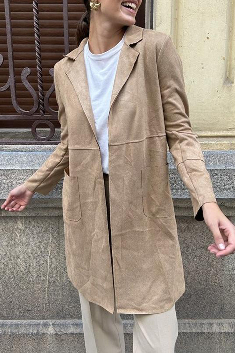 Street Simplicity Pocket Turn-back Collar Outerwear