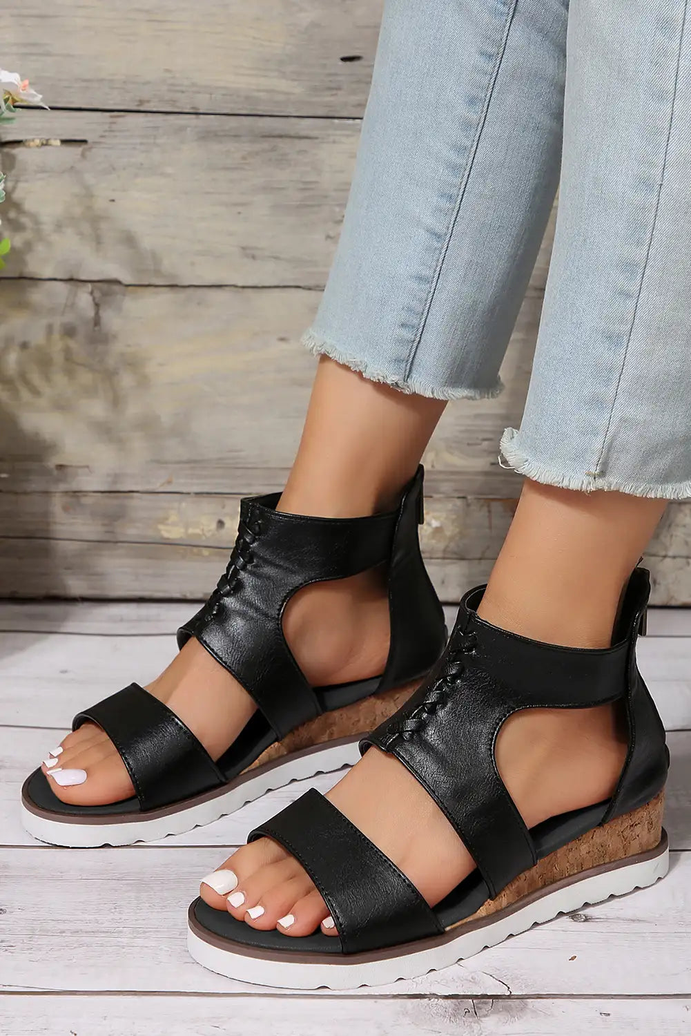 Black Crisscross Gladiator Sandals