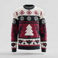 Comstylish Men's Christmas Christmas Tree And Reindeer Comfortable Crew Neck Plush Sweatshirt