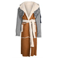 New fleece denim stitching winter lamb wool coat
