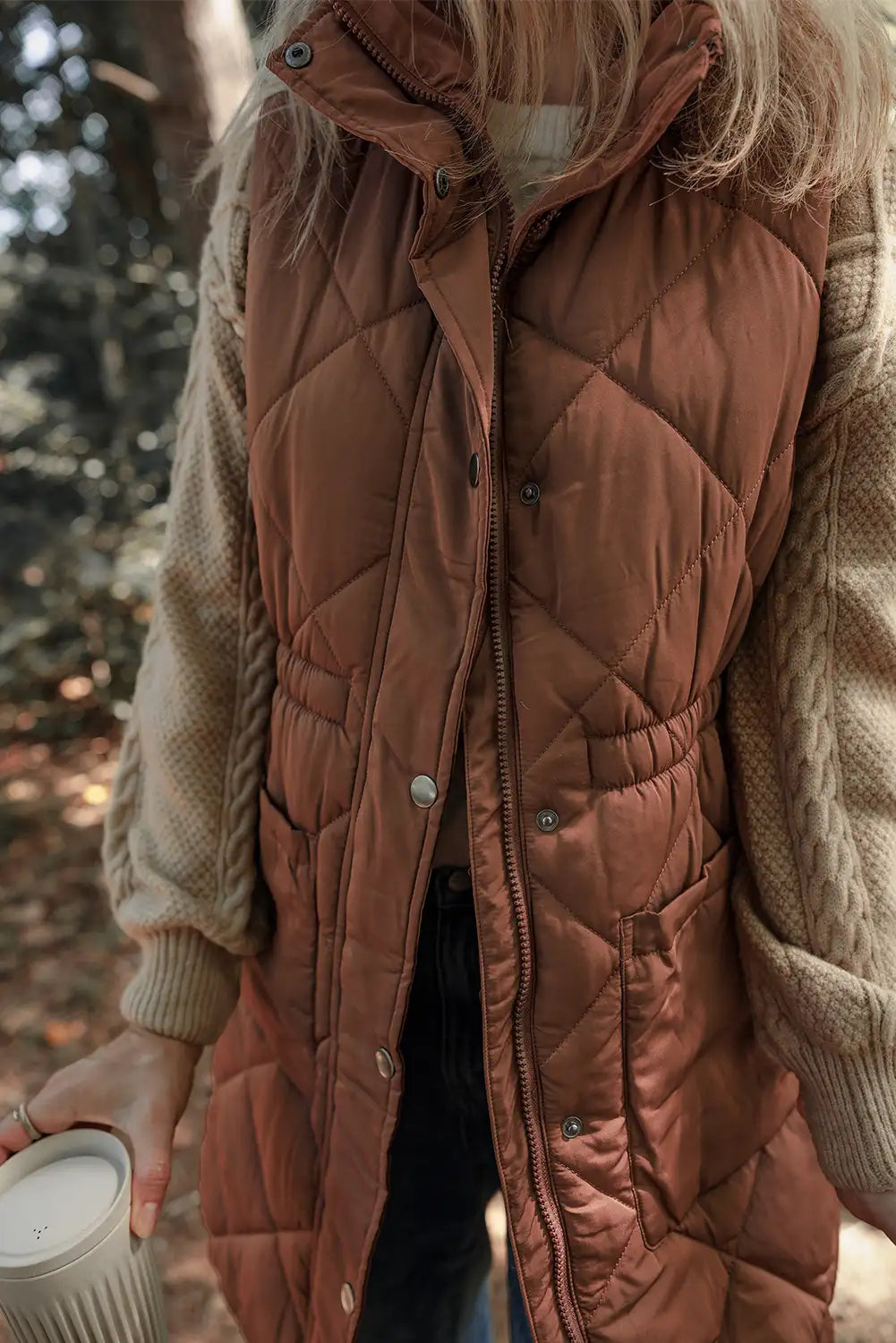 Quilted Coffee Puffer Vest