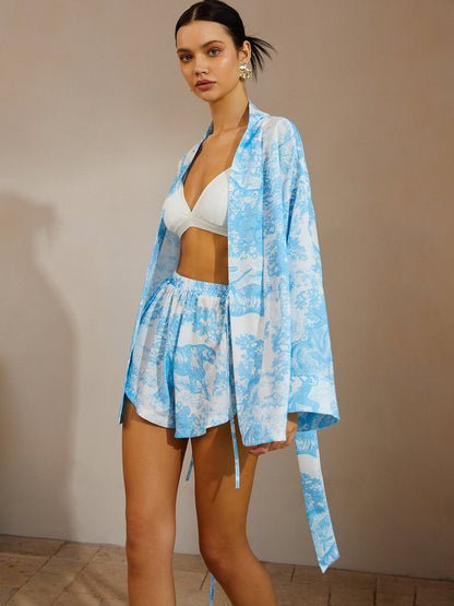 Printed Shorts Set With Belt