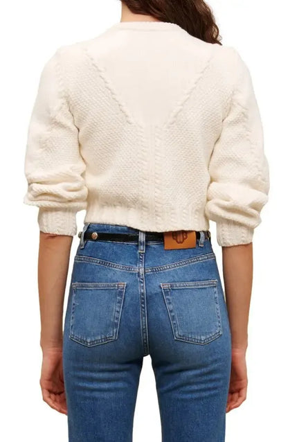 Knit Crew Collar Embroidered Cardigan