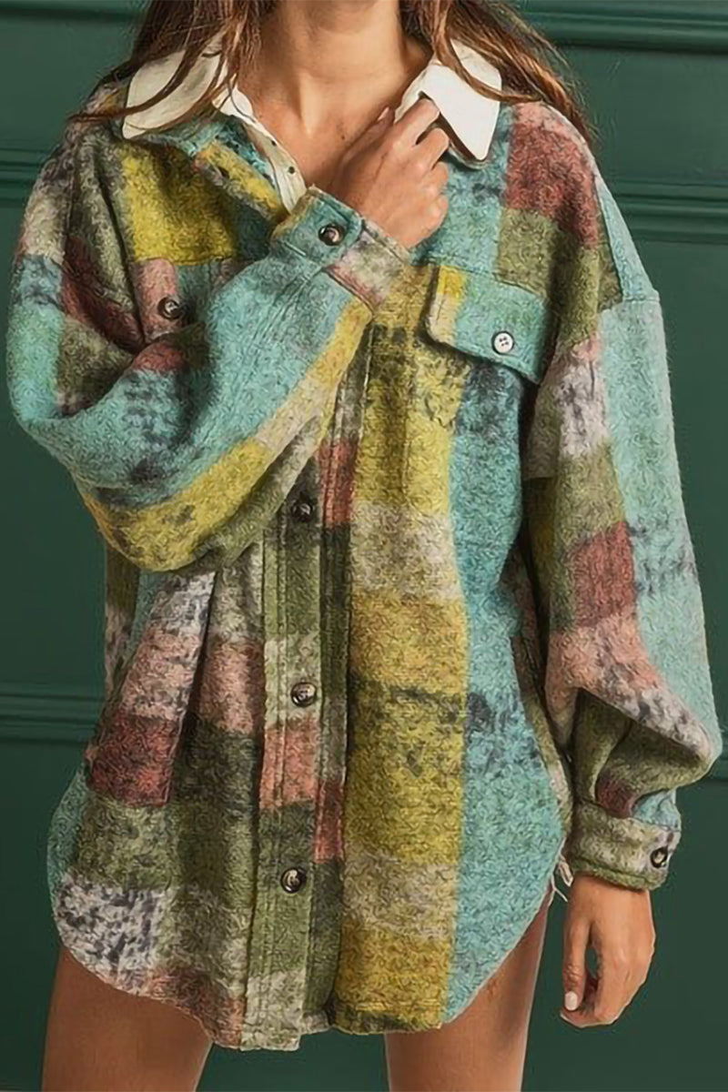 Color Block Contrast Turndown Collar Tops