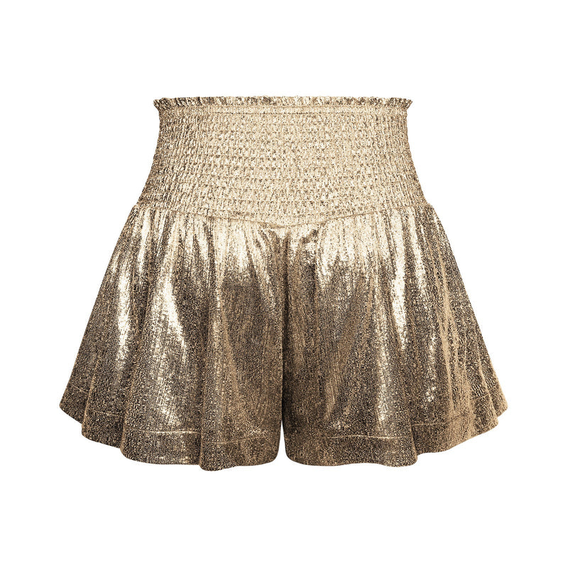 Choose to Sparkle Metallic Shorts - Gold