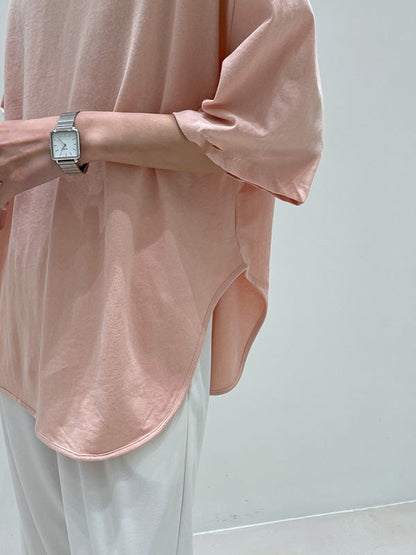 Loose Split-side Color V-neck T-shirts Tops