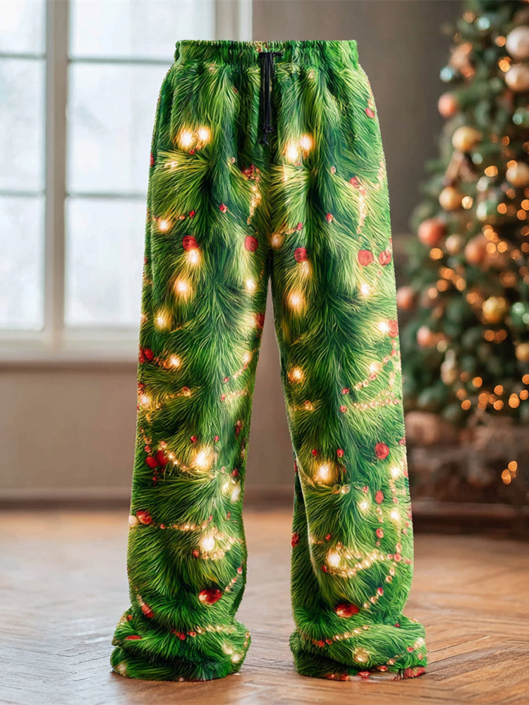 Comstylish Christmas Lights & Trees Men's Knit Straight Leg Pants