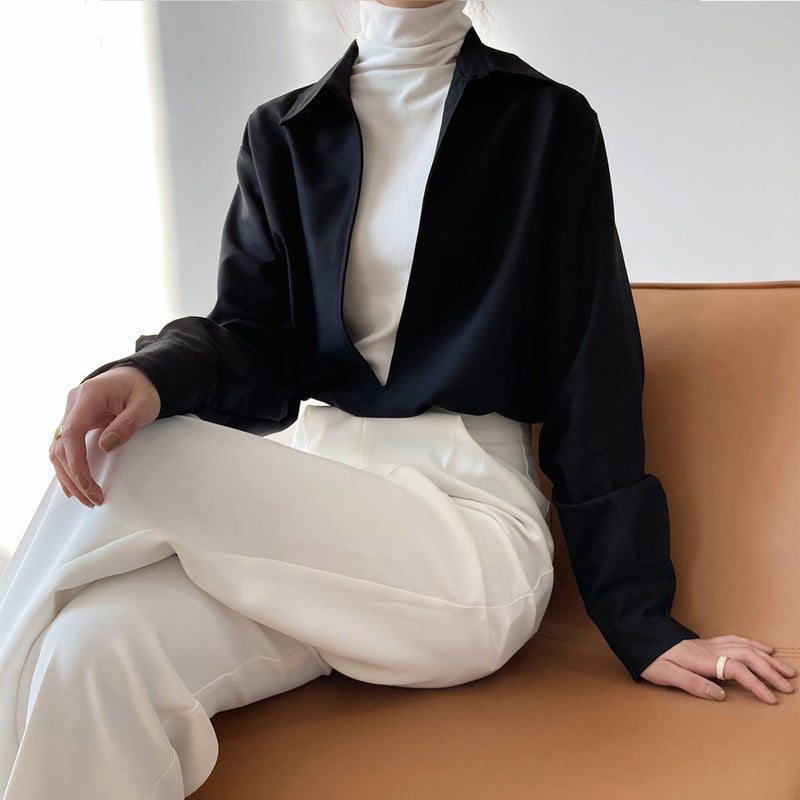 Autumn Young Long Sleeve V-neck Shirt Fashionable Outerwear Bandage Top