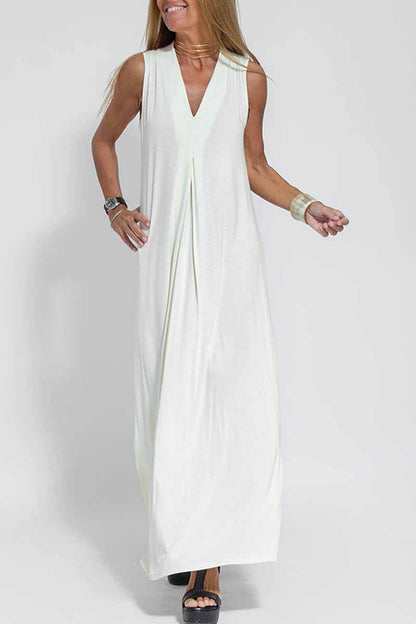 Street Patchwork V Neck Vest Dress Dresses(4 Colors)