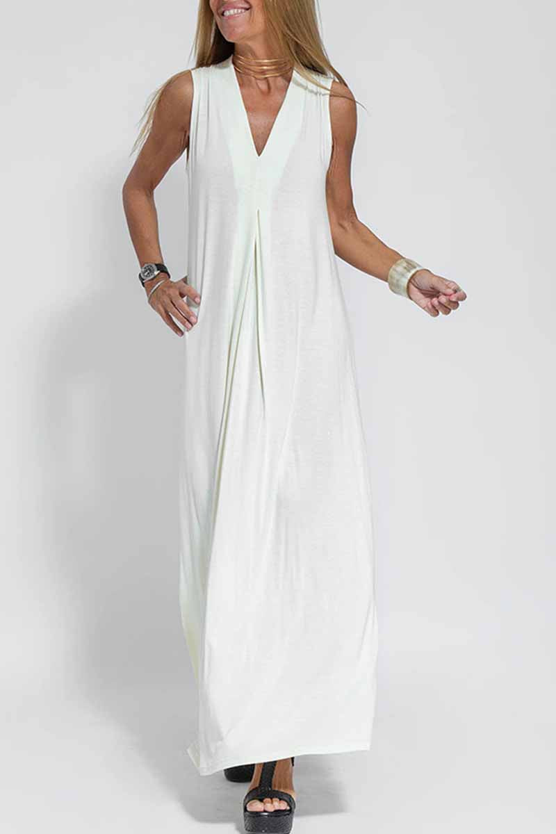 Street Patchwork V Neck Vest Dress Dresses(4 Colors)