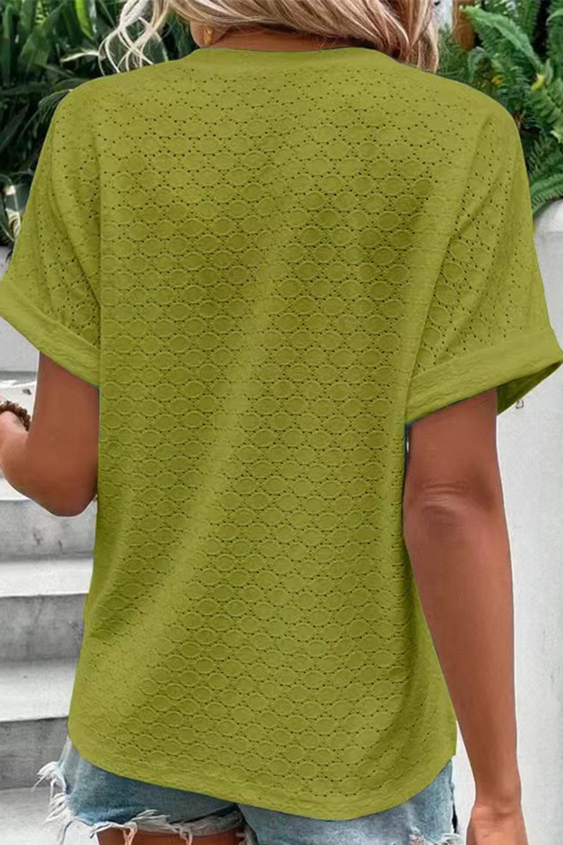 Buttons V Neck T-shirts(10 Colors)