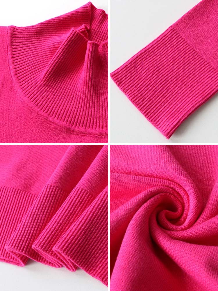 Rose Red Autumn Winter ’s Sweater Pullover Basic Green Turtleneck Jumper Knitted Sweaters for