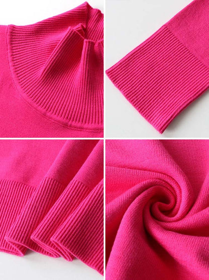 Rose Red Autumn Winter ’s Sweater Pullover Basic Green Turtleneck Jumper Knitted Sweaters for