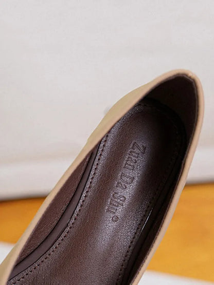 Bowknot Contrast Color Shallow Cut Split-joint Square-toe Flats