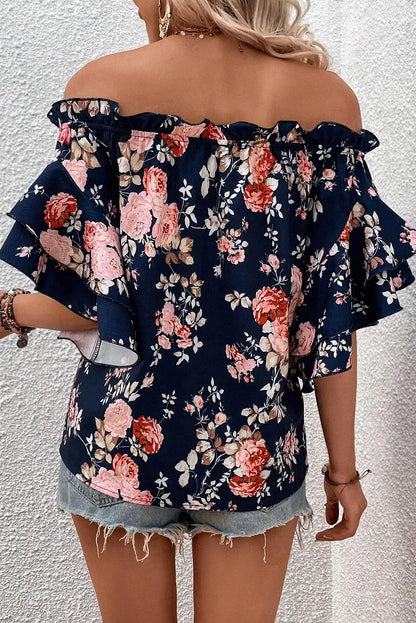 Blue Off Shoulder Blouse