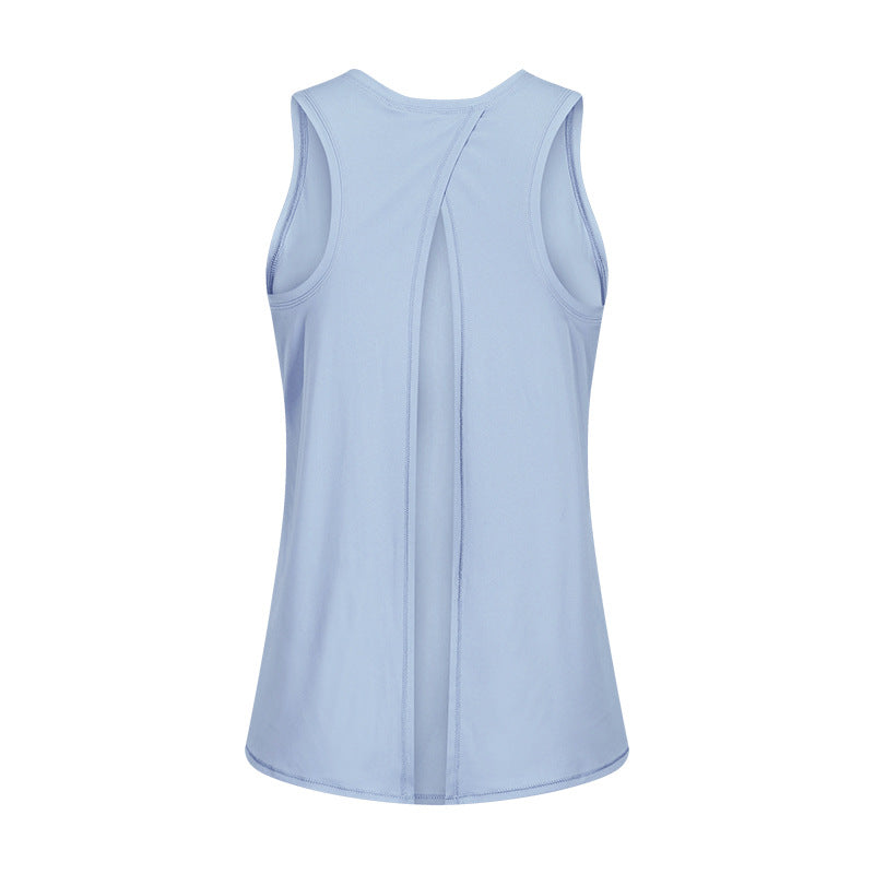 Spring Summer Nude Feel Skin Friendly Lace-up Vest Bow Beauty Back Loose Breathable Running Sports Blouse