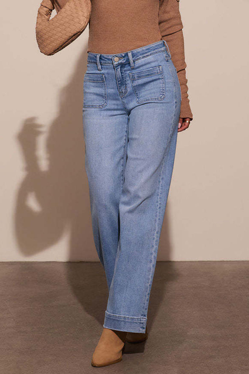 Distressed Pocket High Waist Loose Denim Jeans