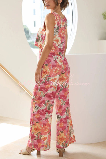 Truly Darling Square Neck Tank and High Rise Wide Leg Pants Set