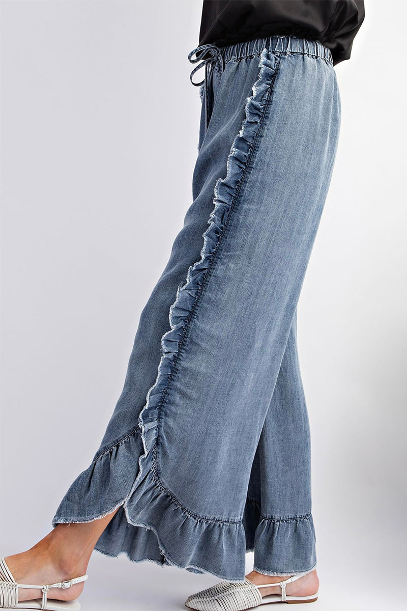 Frenulum Flounce High Waist Loose Denim Jeans