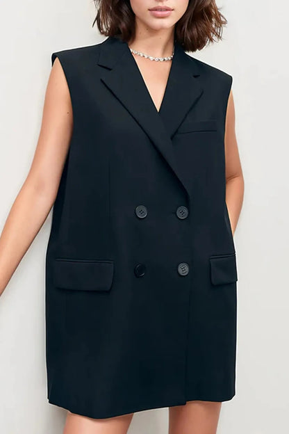 Dalo Bowknot Double-breasted Sleeveless Vest