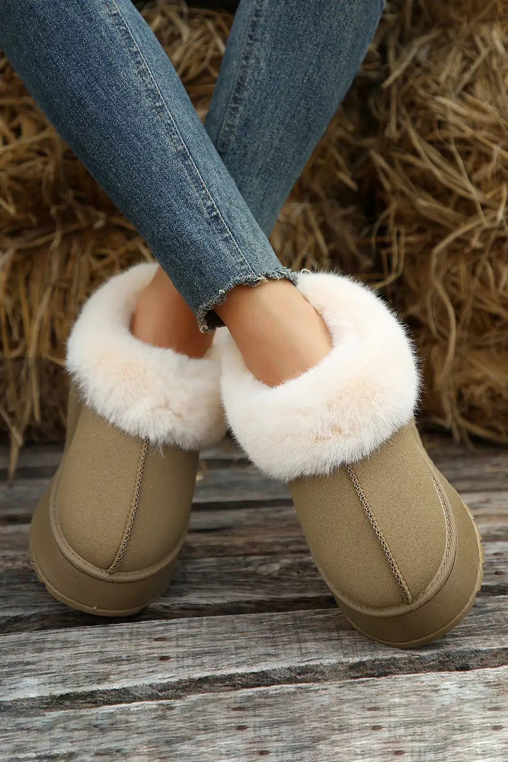 Sage Plush Suede Snow Boots
