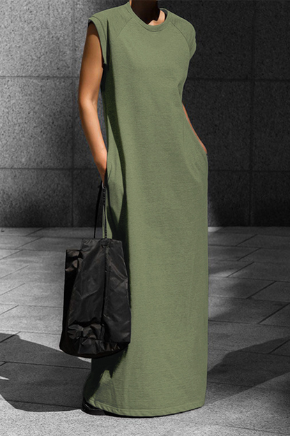 Street Pocket O Neck Vest Dresses