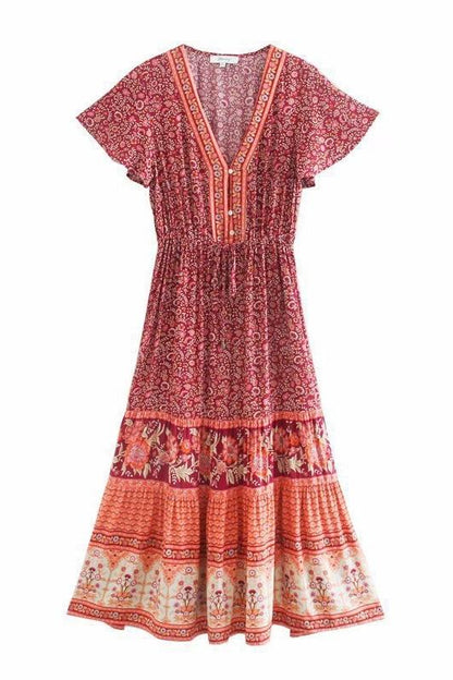 Ellie Printed V-neck Midi Dress