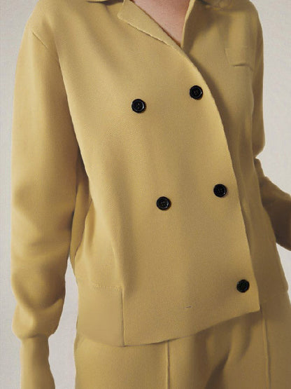 Long Sleeves Asymmetric Buttoned Notched Collar Cardigan Tops