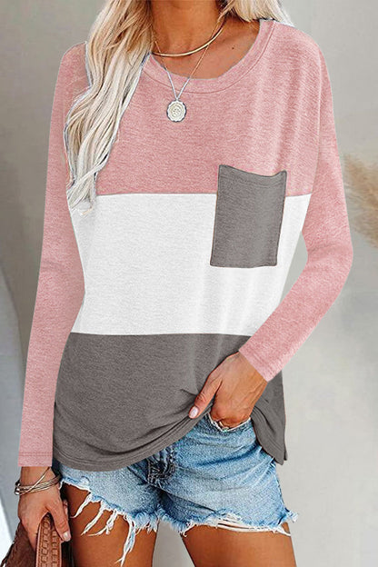 Split Joint O Neck T-shirts(6 Colors)