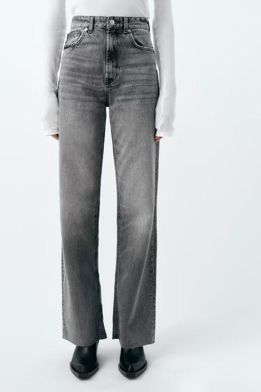 Fall Clothing Wide Leg Mid Waist Long Jeans – High Waisted Denim Pants