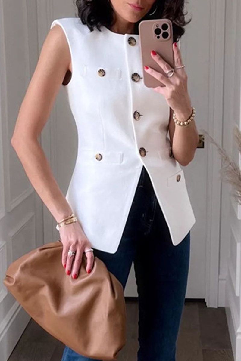 Daily Buttons Slit O Neck Waistcoats