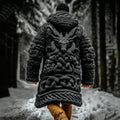 Men's Viking Intricate Dragon Head Celtic Knot Pocket Midi Cardigan Sweater artswardrobe