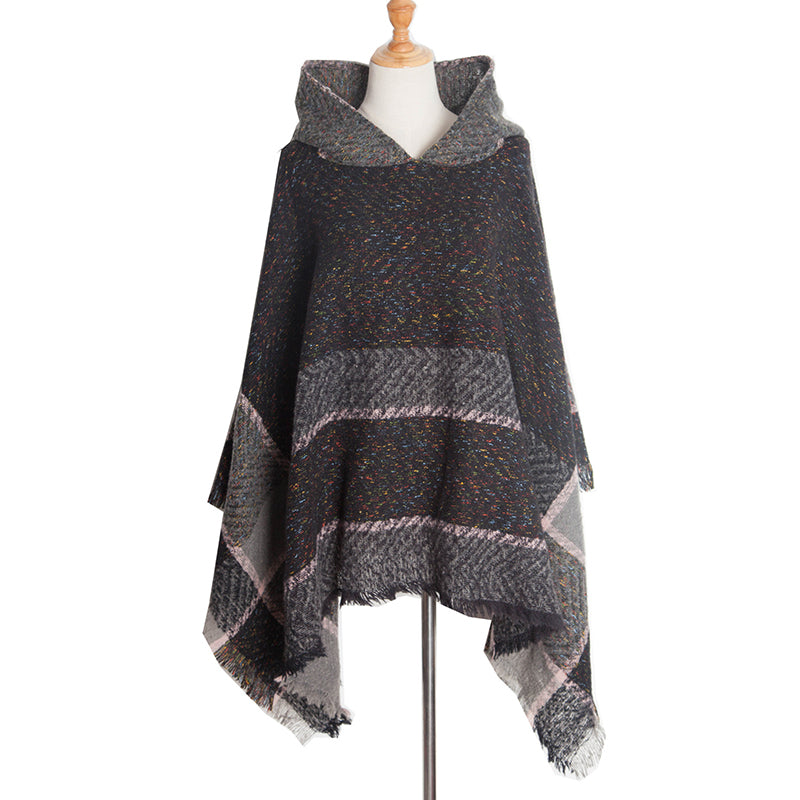 Vintage Herringbone Hooded Pullover Shawl elevenforest