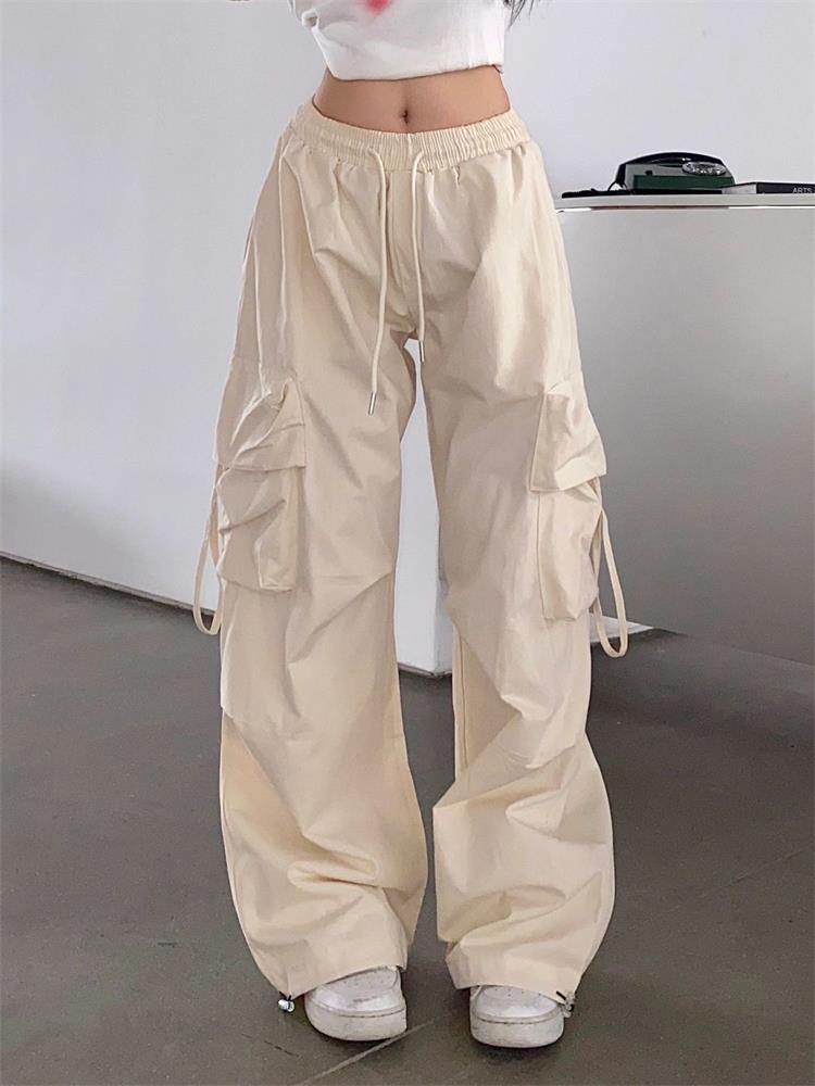 Y2k Cargo Pants High Waist Hip Hop Trousers Female Big Pockets Student Drawstring Baggy Sweatpants