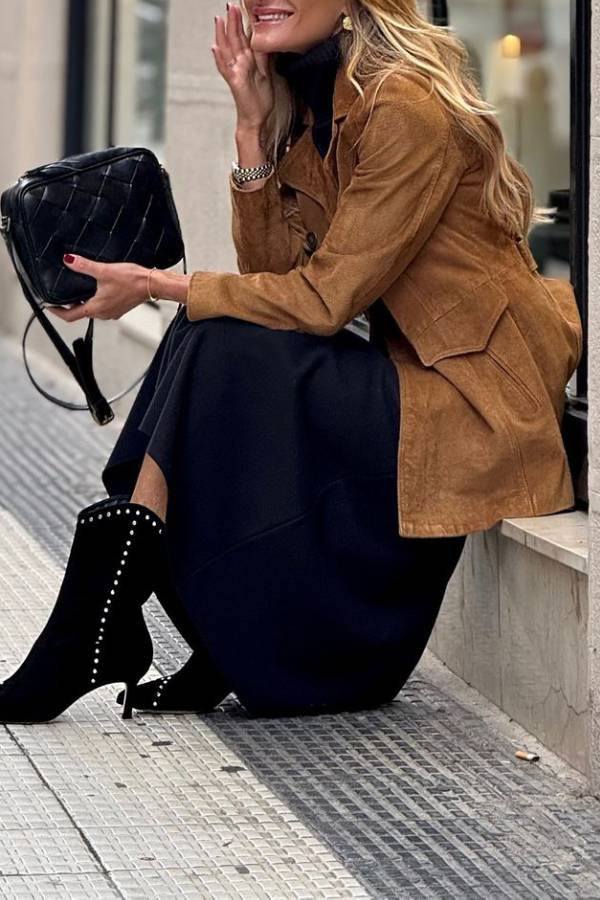 Brown Suede Trench Coat