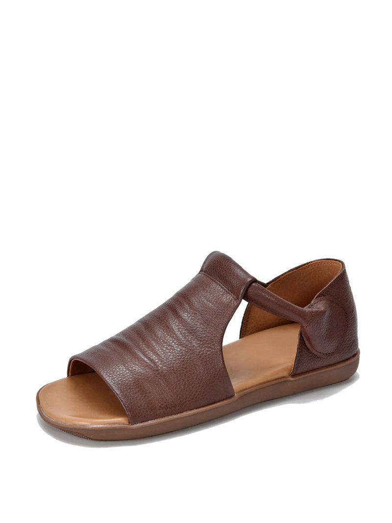 Summer Soft Leather Flat Sandals Cc003