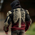 Viking Skeleton Human Anatomy Celtic Gradient Knit Zipper Up Hooded Cardigan artswardrobe