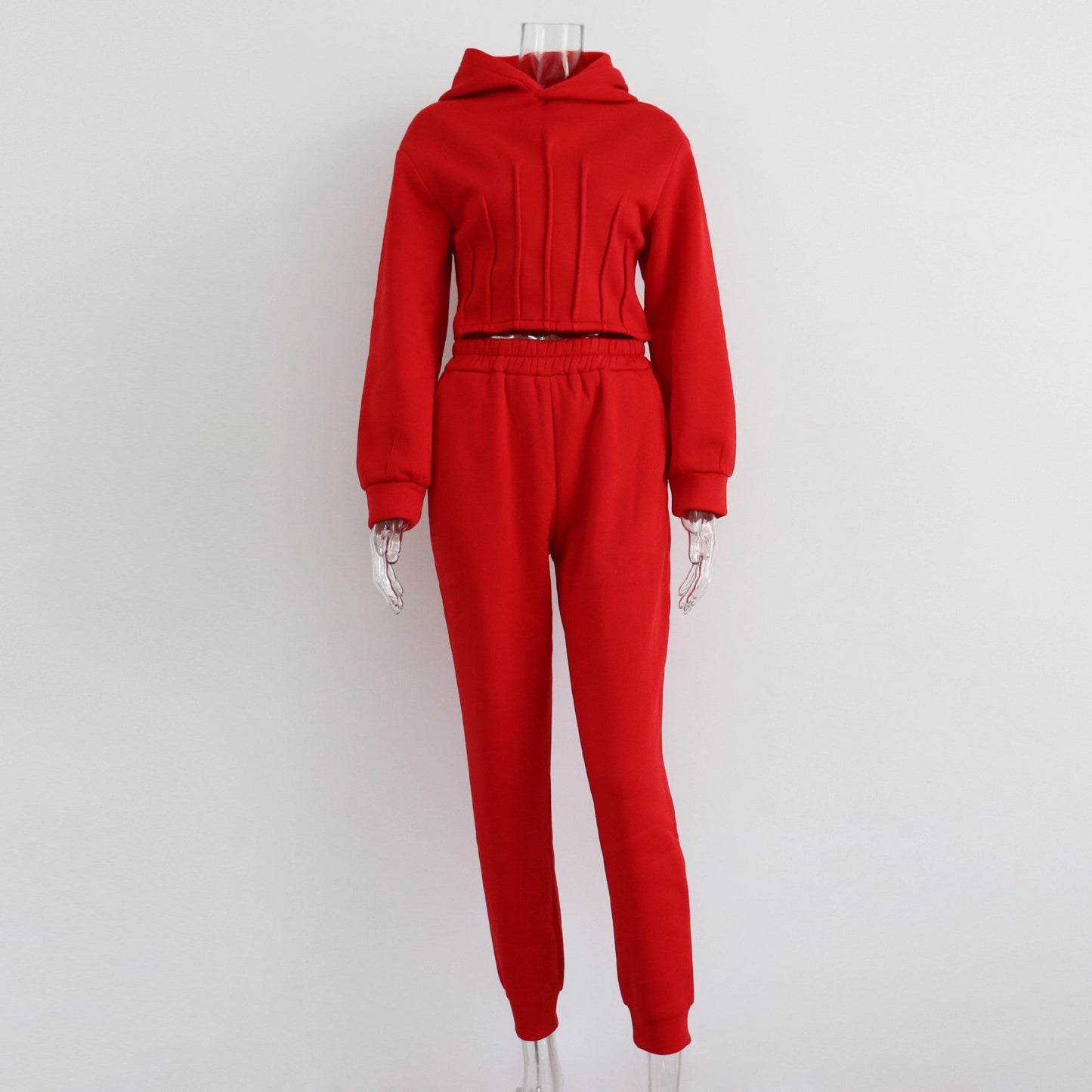 Hoodie Set Fall Winter Cinched Hoodie Sweater Jogger Pants Two Piece Set
