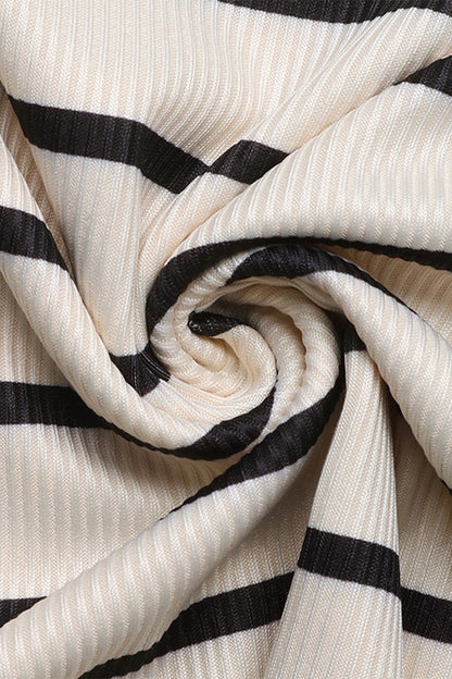 Stripe Patchwork Flower Shape Off Shoulder T-shirts