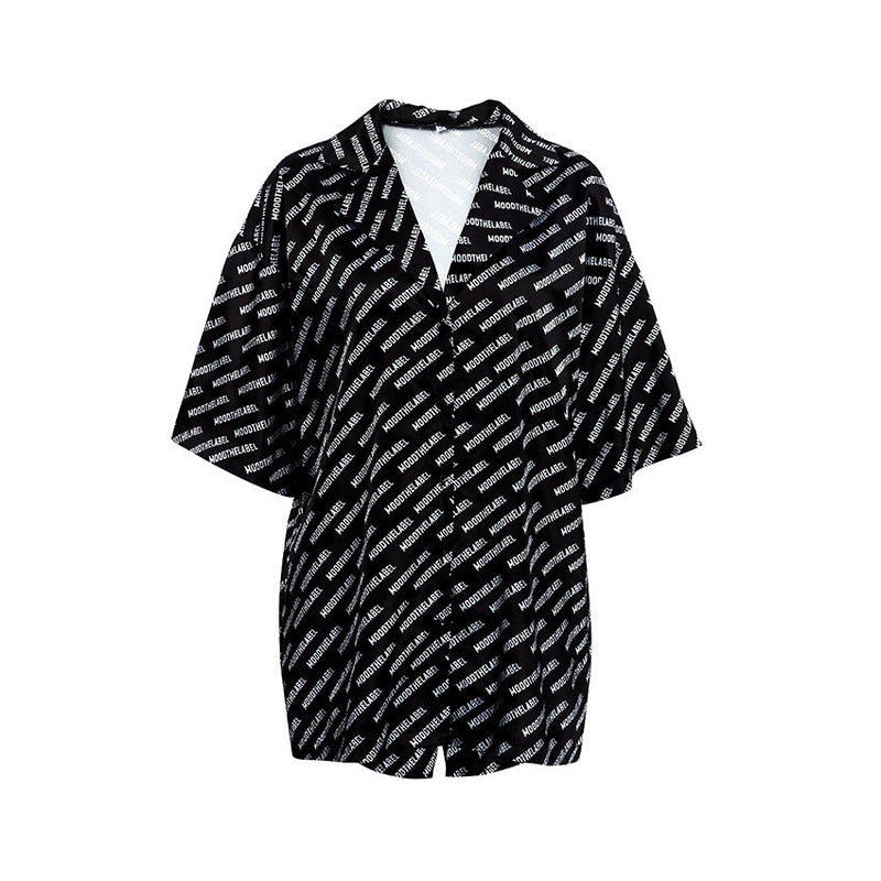 Autumn Printed Cardigan Satin Pajamas Two Piece Set Half Sleeve Shorts Homewear