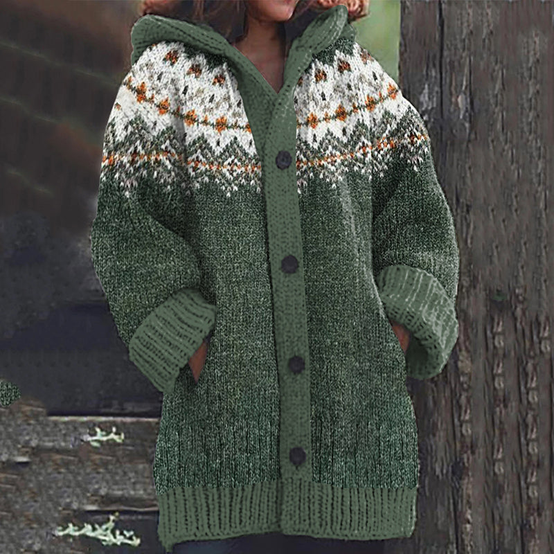 Fairman Island Snowflake Contrast Sweater Cardigan elevenforest