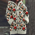 Vintage Floral Art Cozy Cardigan Sweater artswardrobe