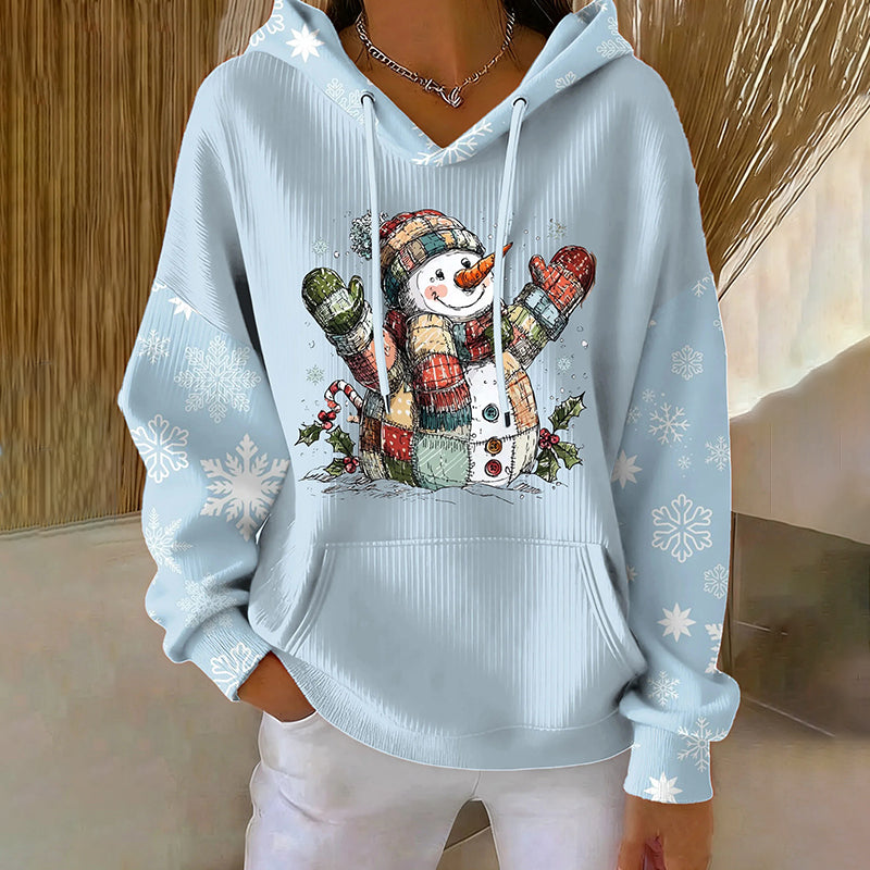 Comstylish Women's Christmas Snowman Print Casual Hoodie