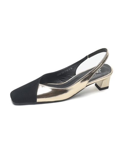 Gold Sandals Chunky Sheepskin French Splicing Oi021