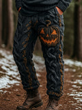 Halloween Spooky Pumpkin Emoji Men's Knit Loose Pants elevenforest