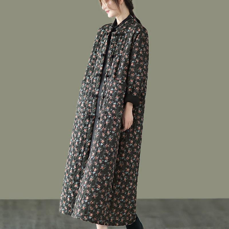 Retro Pocket Warm Long Cotton Coat