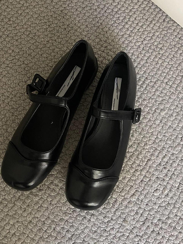 Round Cut Round-toe Split-joint Mary Janes